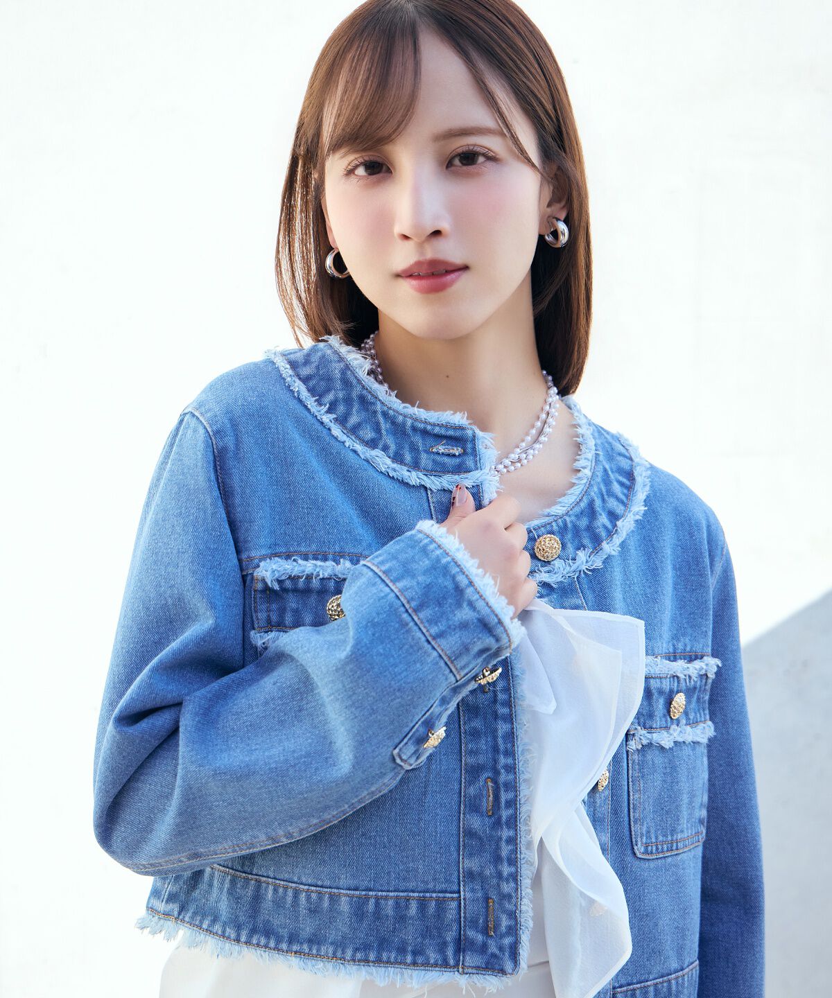 アンドクチュール「フリンジデニムジャケット」|デニムジャケット|ブルー