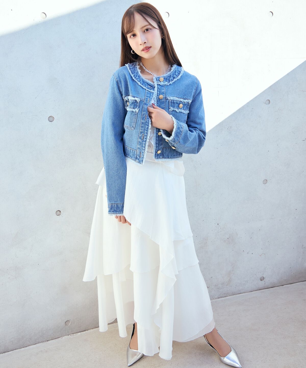 アンドクチュール「フリンジデニムジャケット」|デニムジャケット|