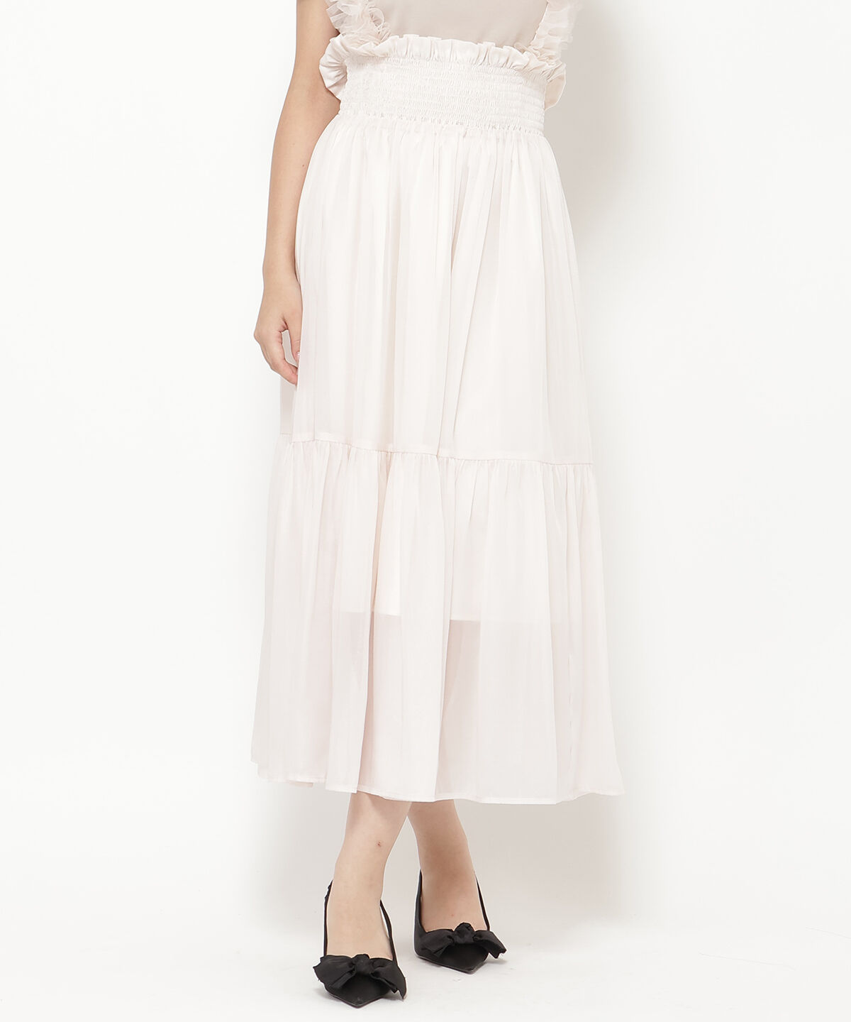 REDYAZEL「チュールショルダーフレアスカート」|フレア|