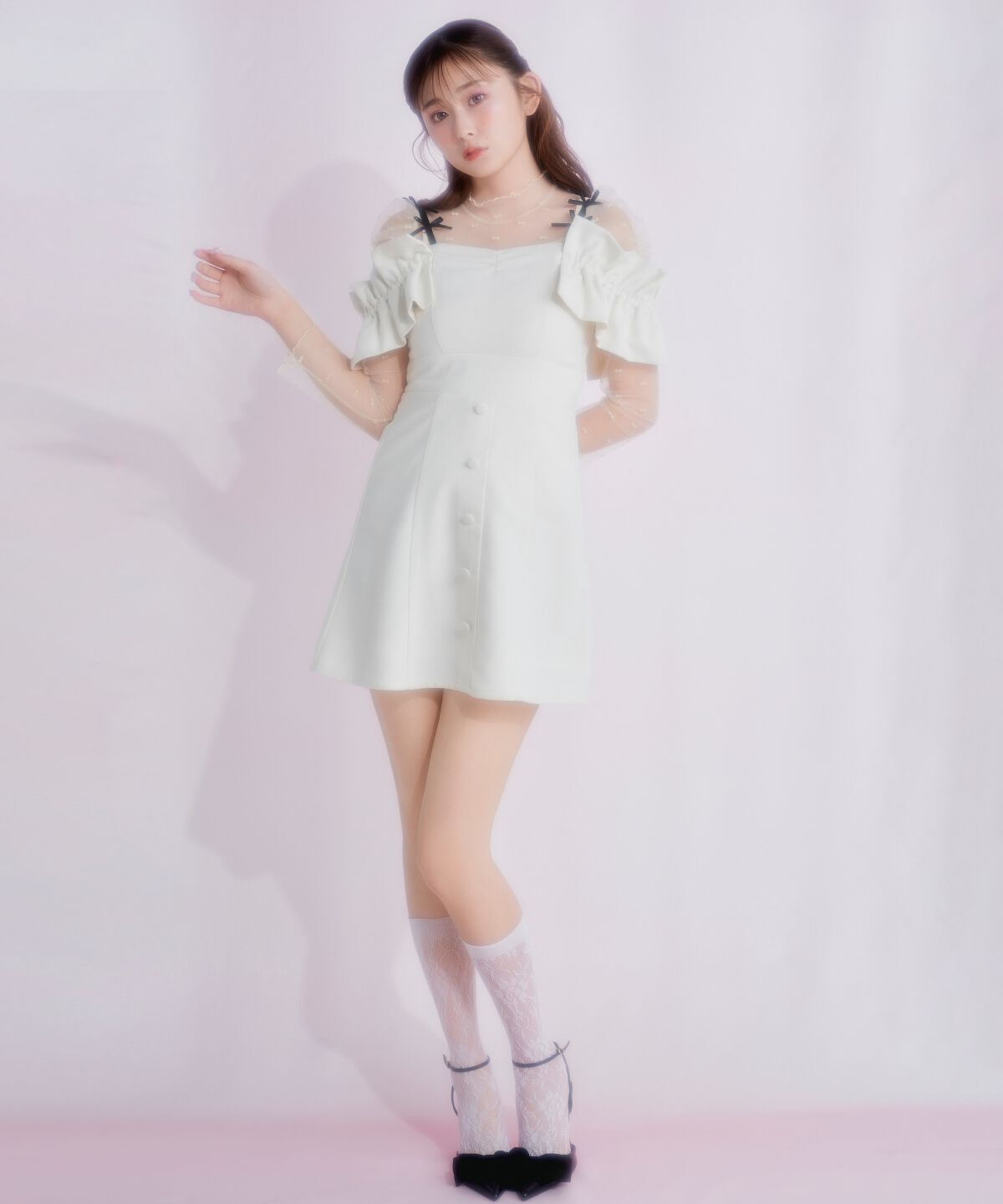 REDYAZEL「シャーリングショルダーミニワンピース」|ワンピース|