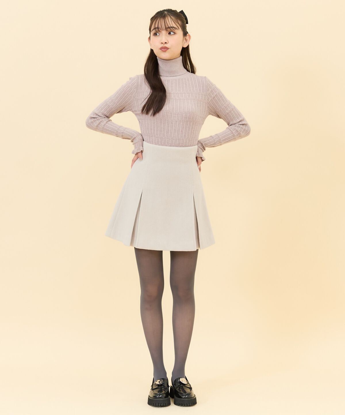 REDYAZEL「カットメルトンミニスカート」|フレア|
