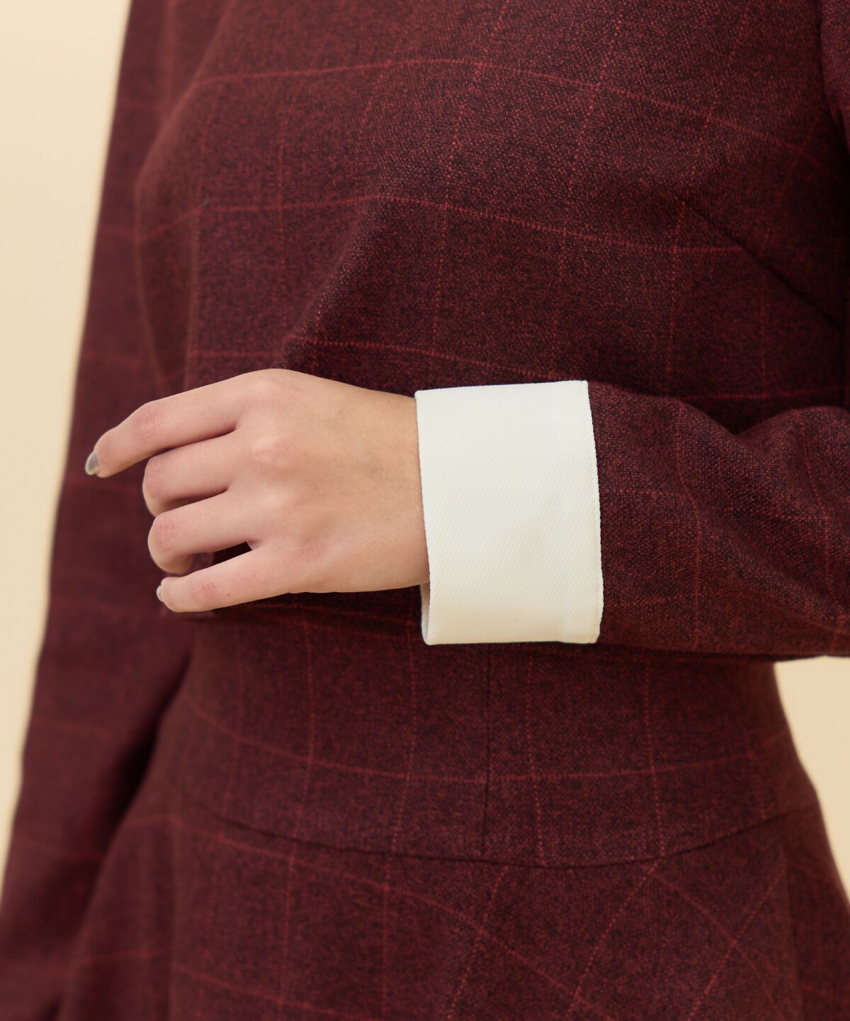 REDYAZEL「バイカラーチェックスタンドトップス」|シャツ・ブラウス|