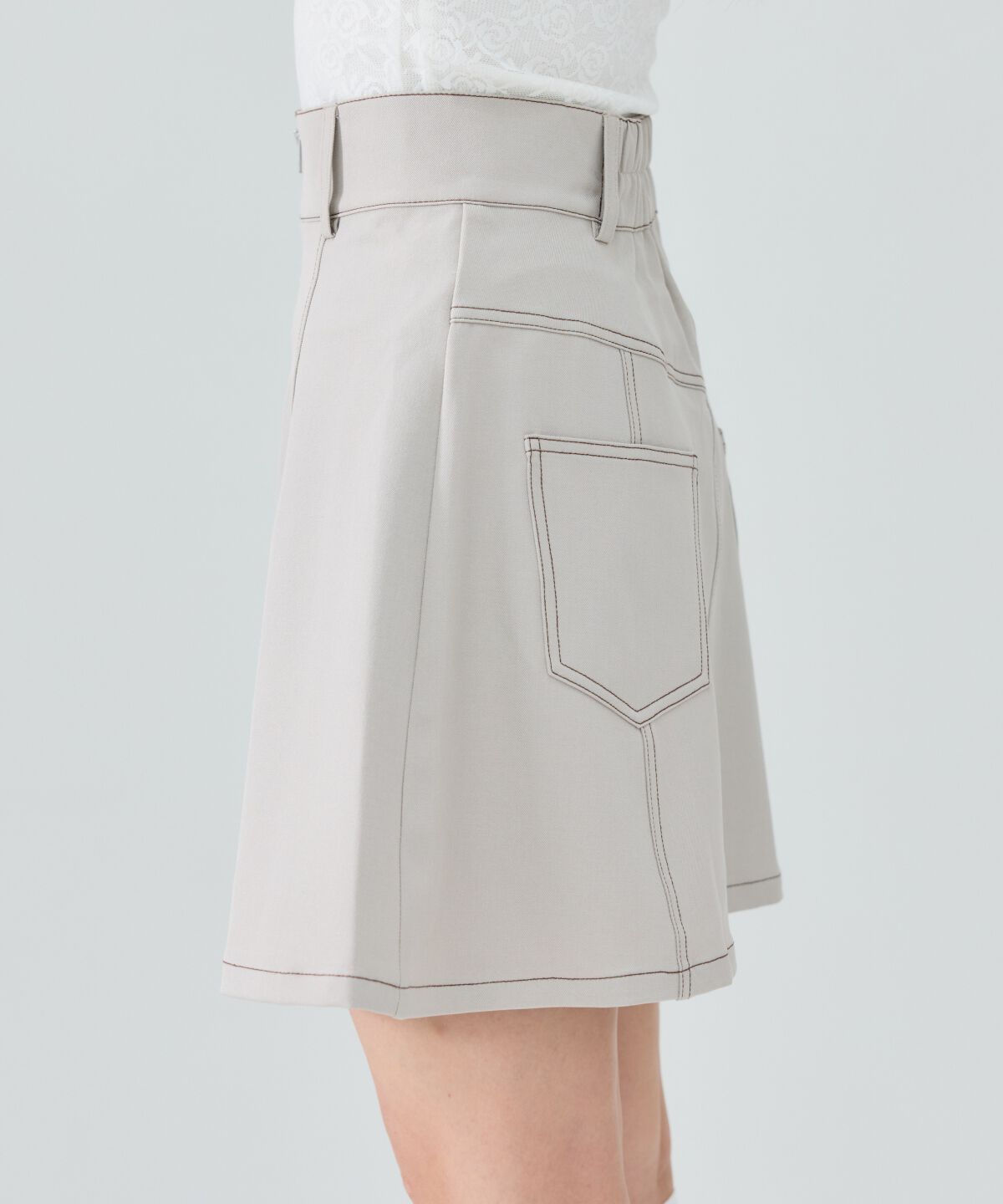 REDYAZEL「バイカラーステッチフレアミニスカート」|フレア|