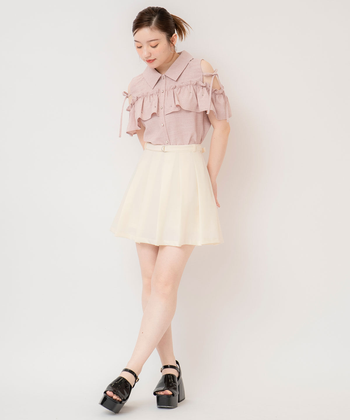 REDYAZEL「プリーツスカートルックショートパンツ」|キュロット|