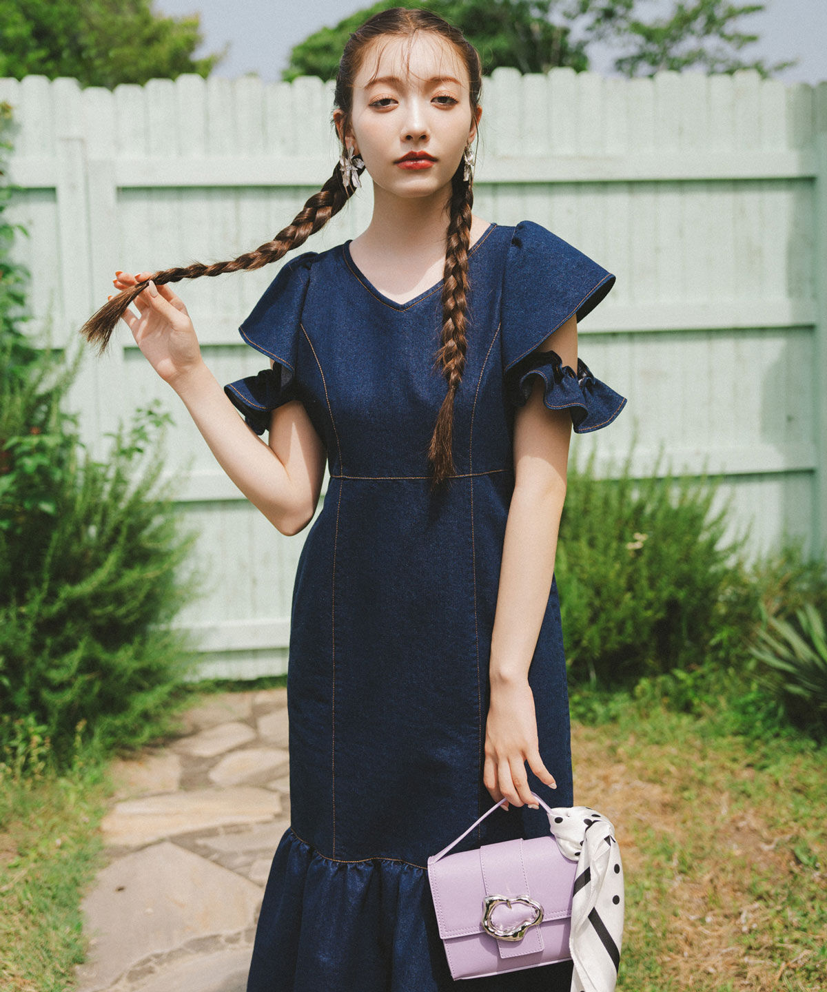 REDYAZEL「フリルスリーブデニムワンピース」|ワンピース|