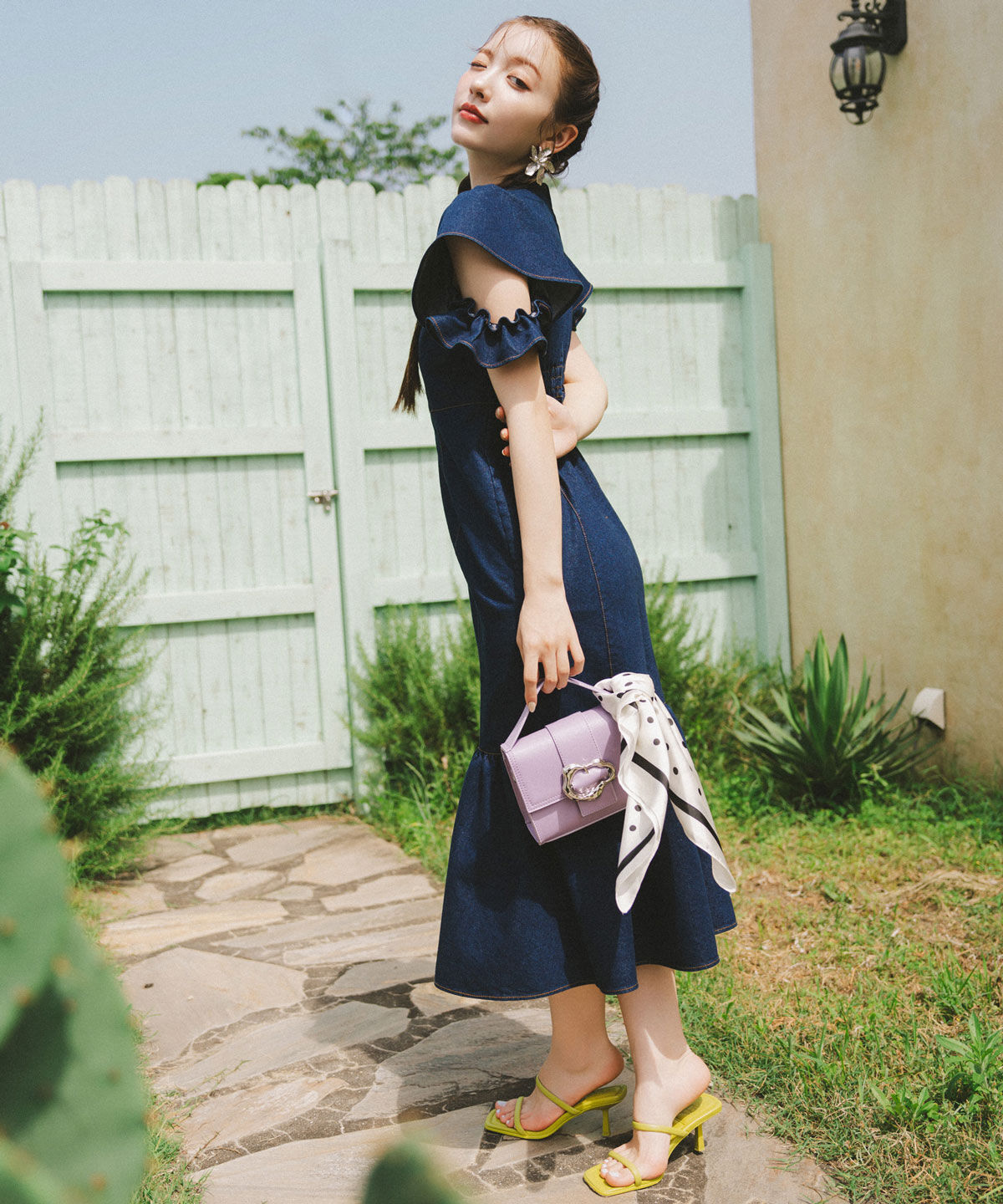 REDYAZEL「フリルスリーブデニムワンピース」|ワンピース|