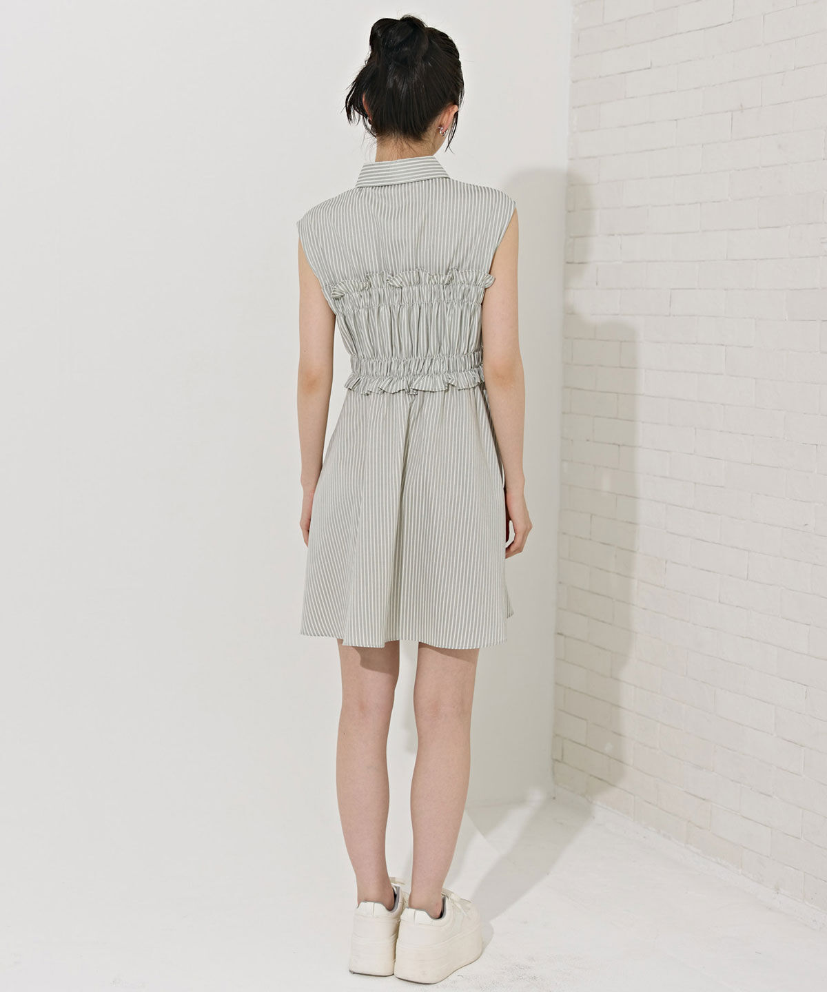 REDYAZEL「ヘムフリルレイヤードストライプシャツワンピース」|ワンピース|