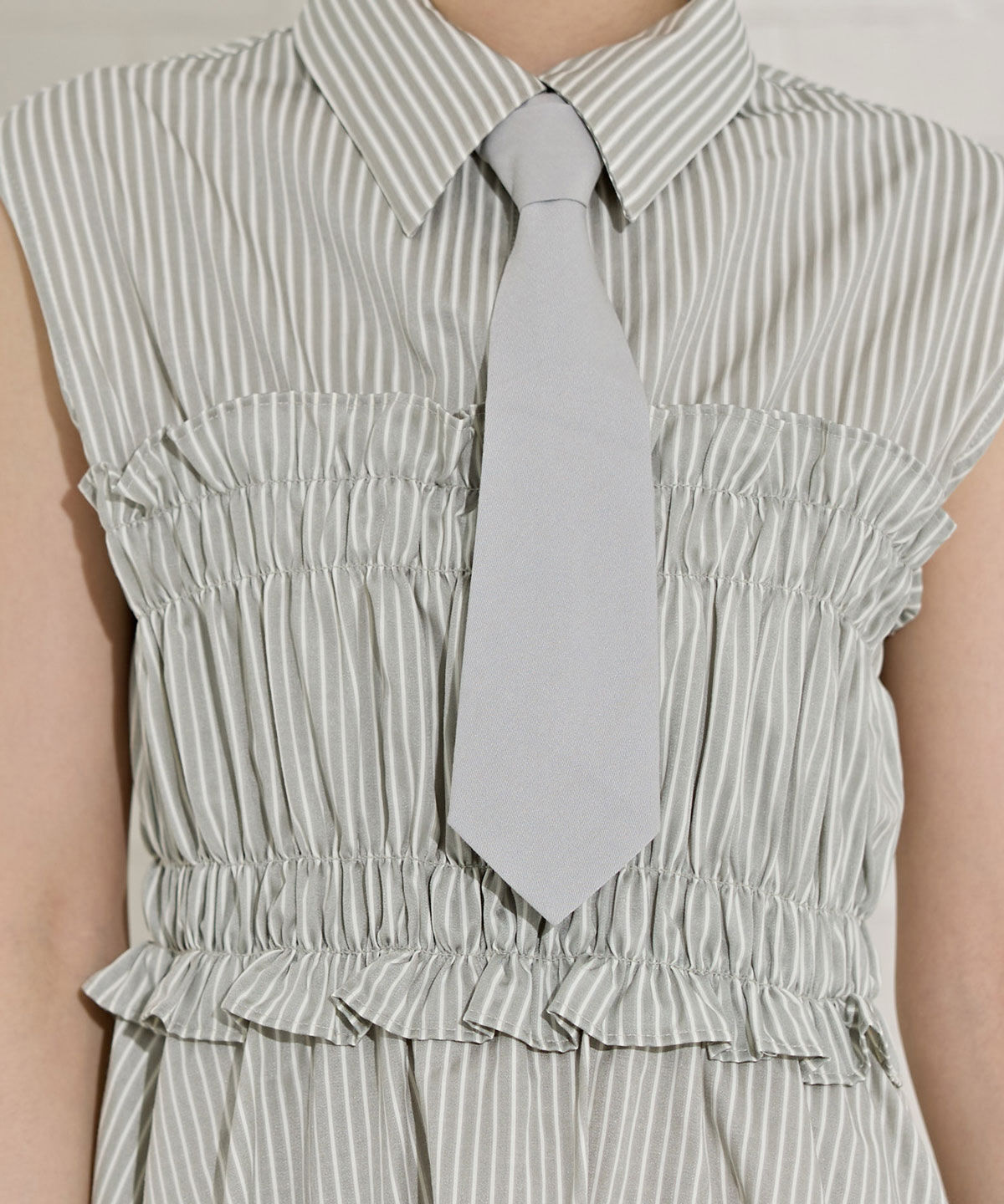 REDYAZEL「ヘムフリルレイヤードストライプシャツワンピース」|ワンピース|