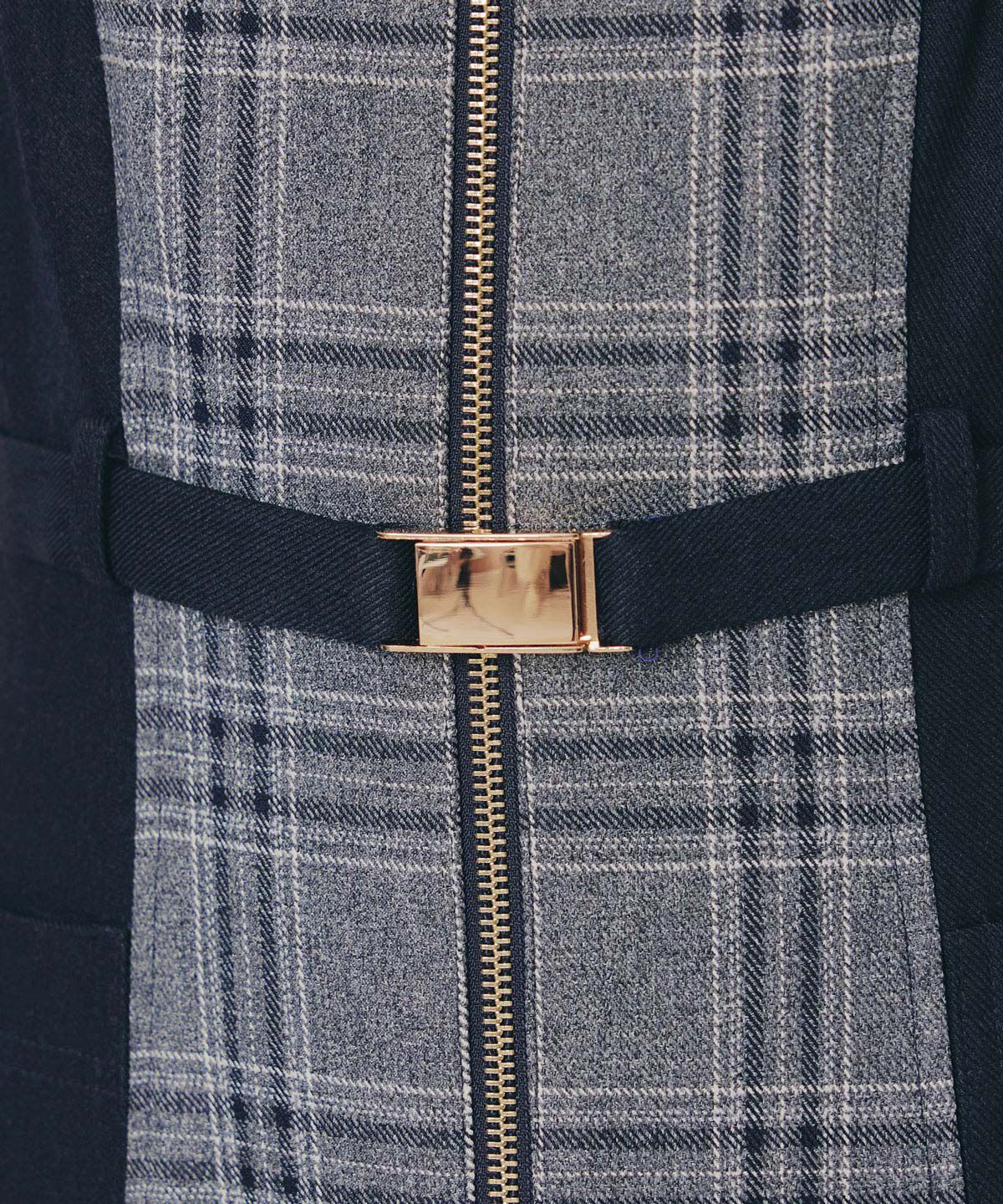 REDYAZEL「フロントジップバイカラーチェックワンピース」|ワンピース|