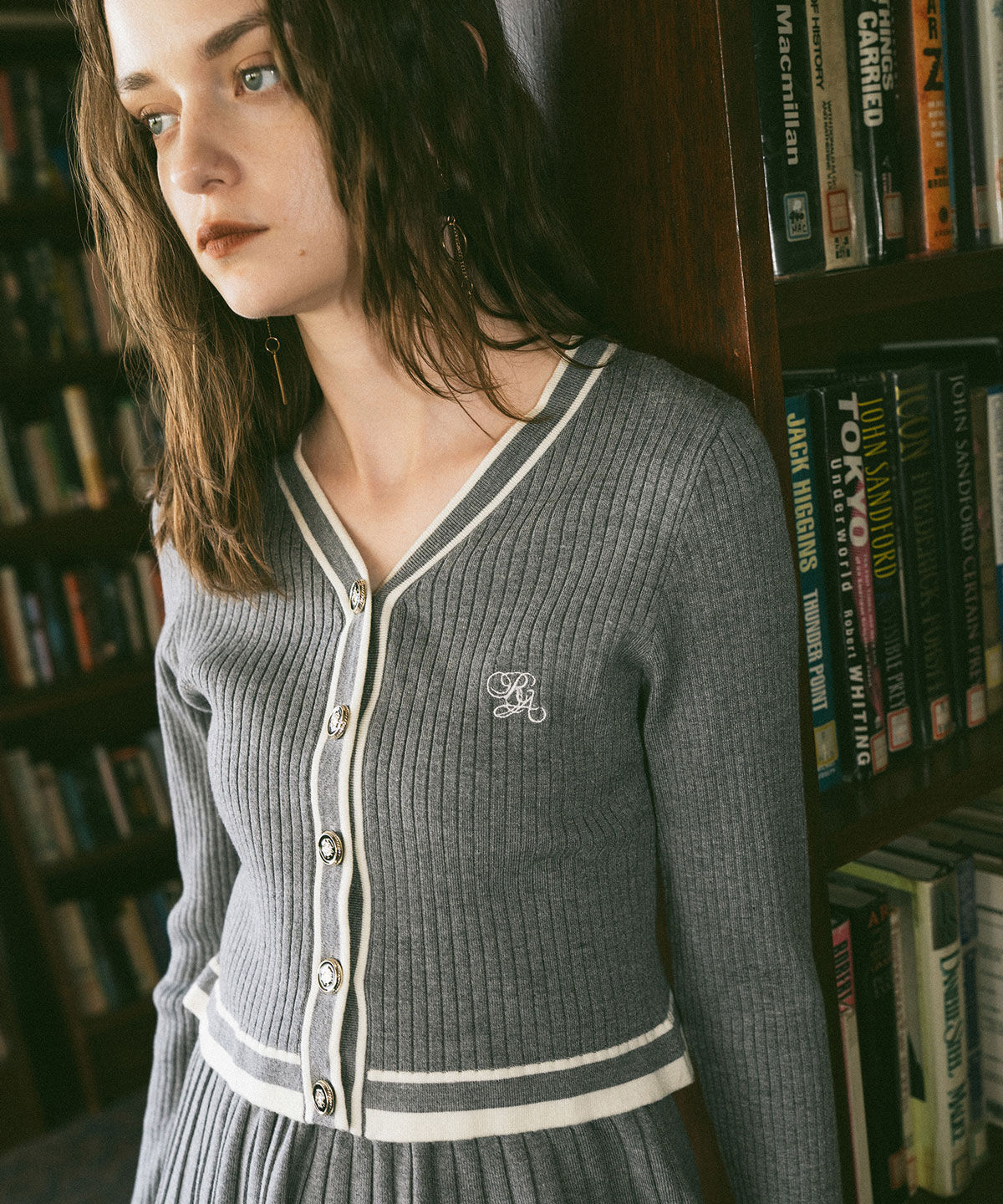 REDYAZEL「ラインスキームニットカーディガン&times;スカートセットアップ」|ワンピース|