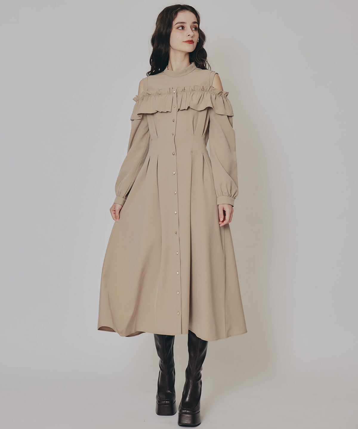 REDYAZEL「オープンショルダーフリルワンピース」|ワンピース|