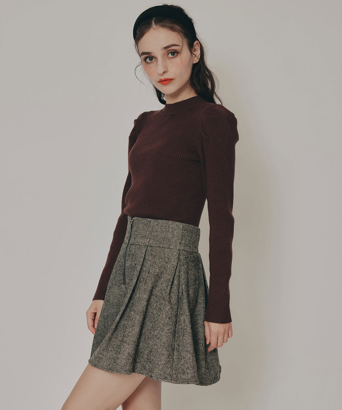 REDYAZEL「パワショルボトルネックニットトップス」|ニット・セーター|