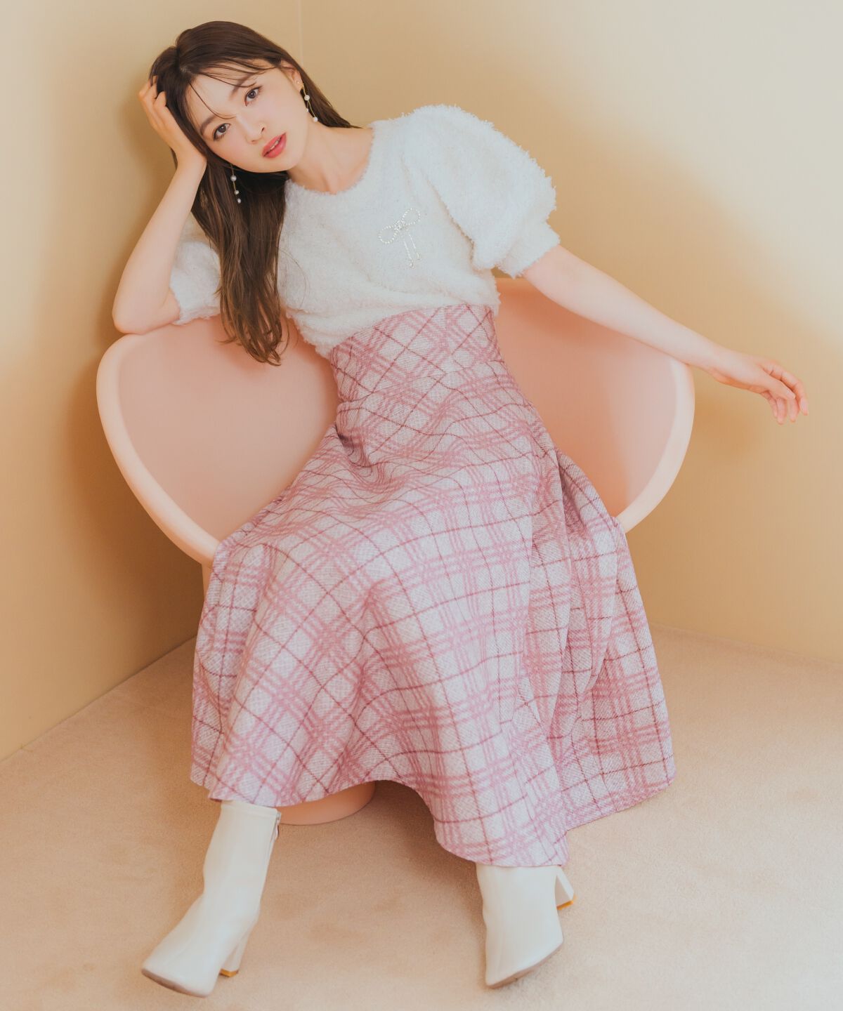 WILLSELECTION「バイヤスチェックサーキュラースカート」|フレア|