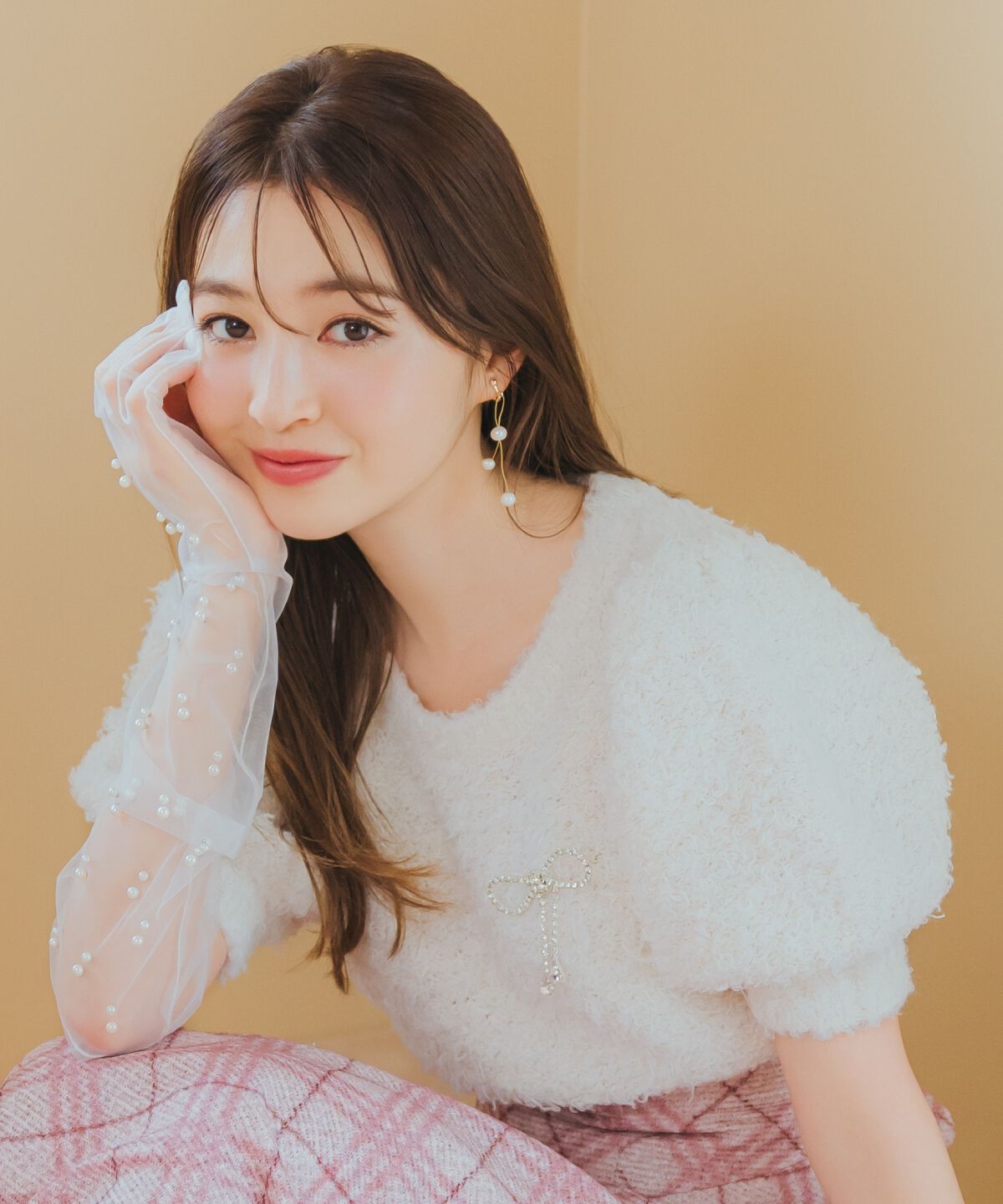 WILLSELECTION「リボンブローチ付きテディヤーンニット」|ニット・セーター|