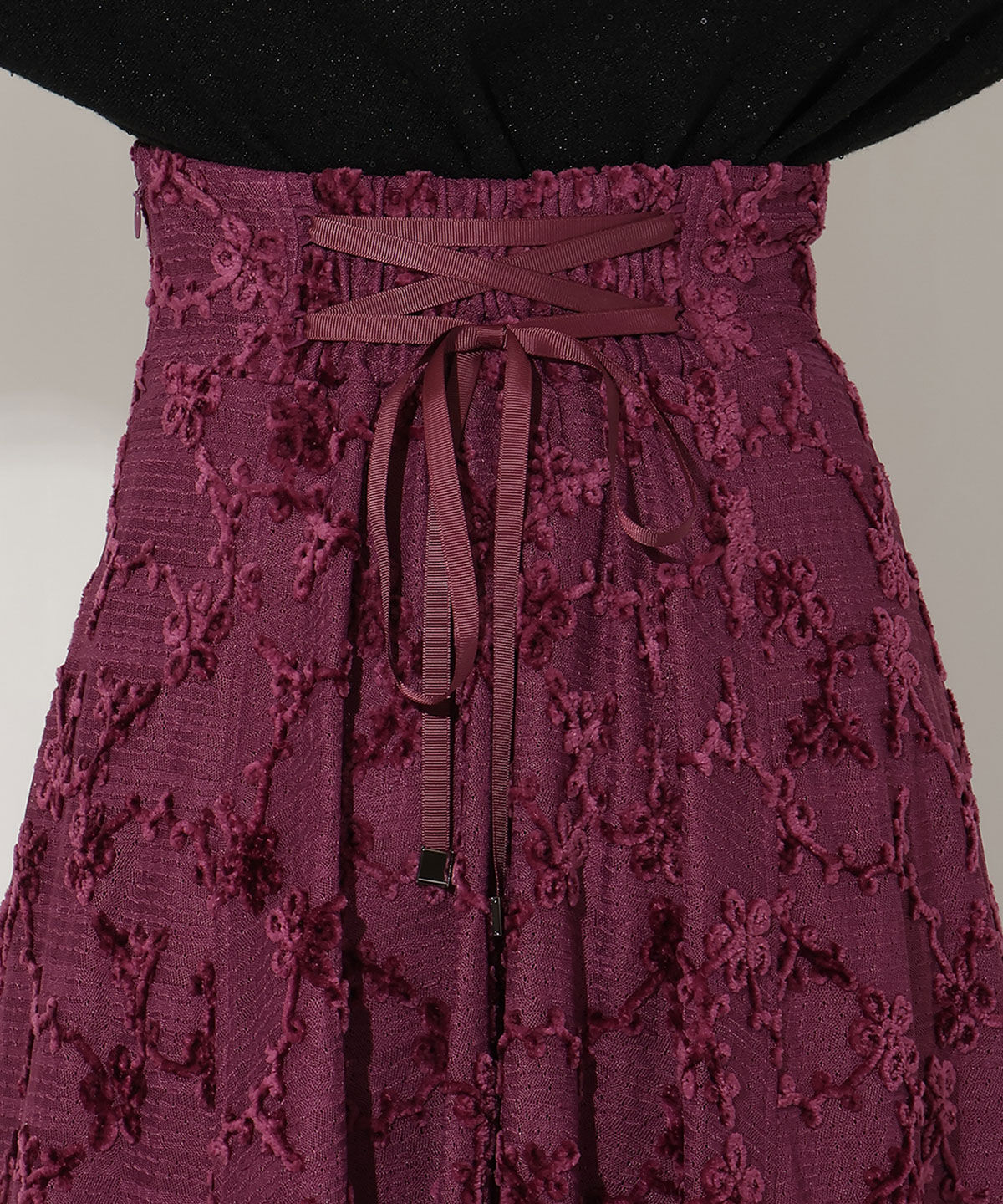WILLSELECTION「起毛フラワーレーススカート」|フレア|