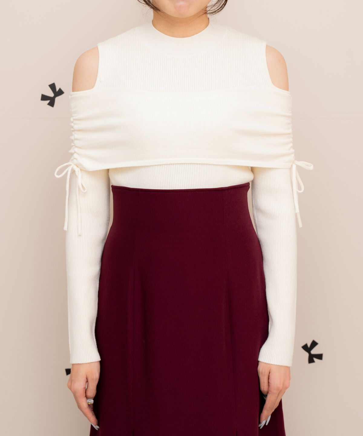 WILLSELECTION「ギャザーリボンオフショルニット」|ニット・セーター|