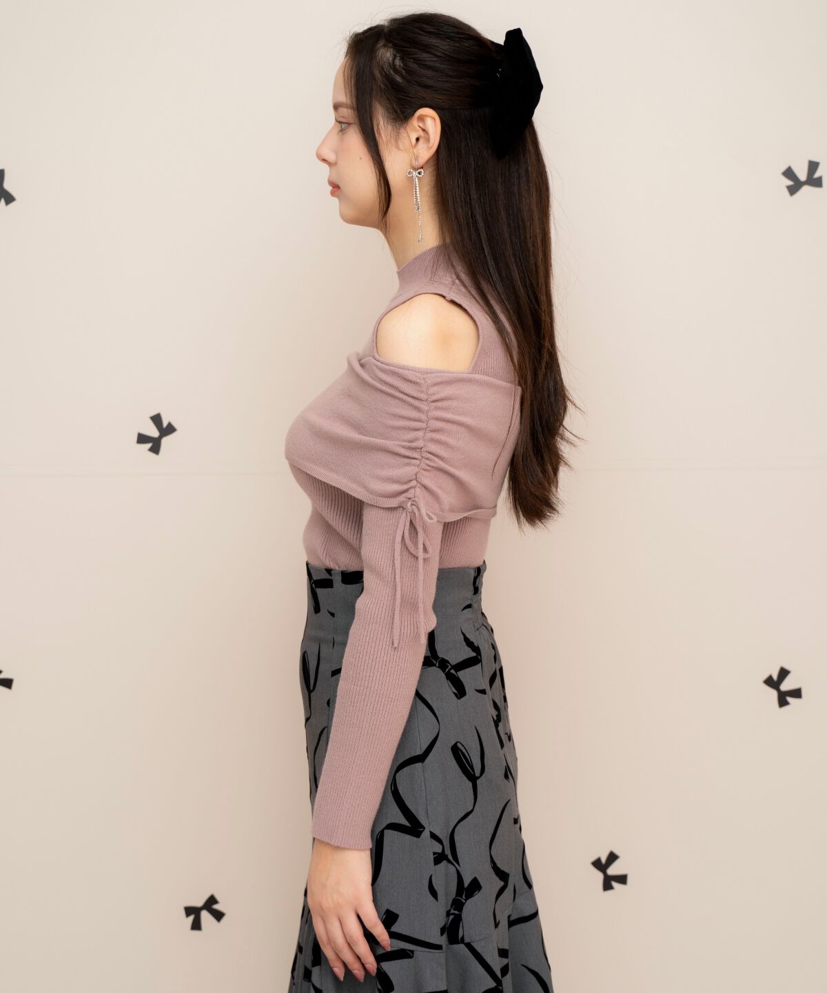 WILLSELECTION「ギャザーリボンオフショルニット」|ニット・セーター|