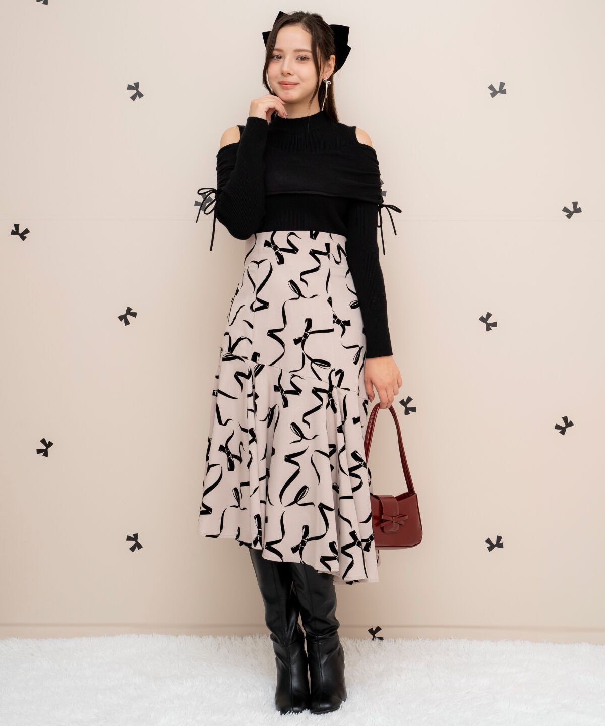 WILLSELECTION「ギャザーリボンオフショルニット」|ニット・セーター|