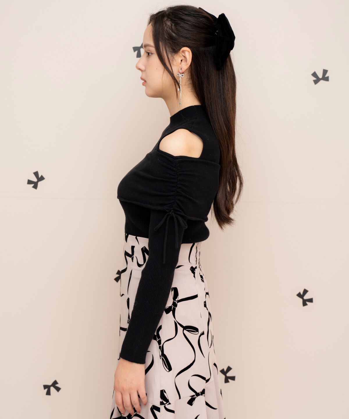 WILLSELECTION「ギャザーリボンオフショルニット」|ニット・セーター|