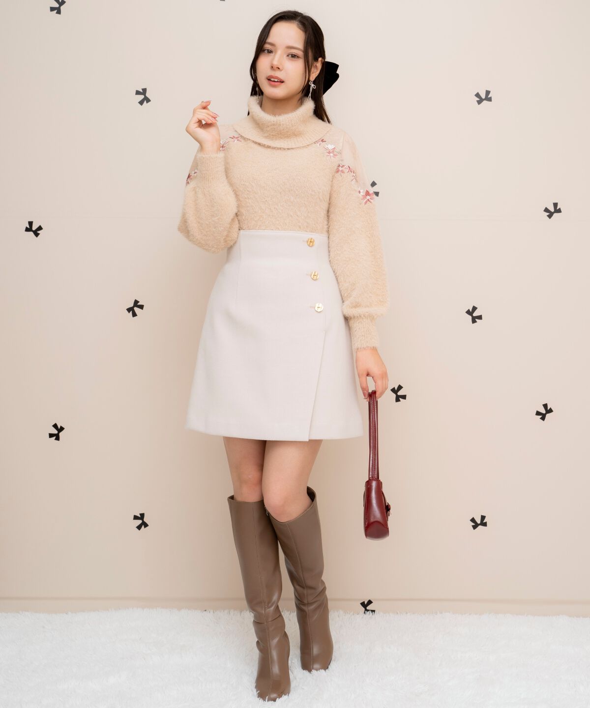 WILLSELECTION「刺繍シャギーニットプルオーバー」|ニット・セーター|