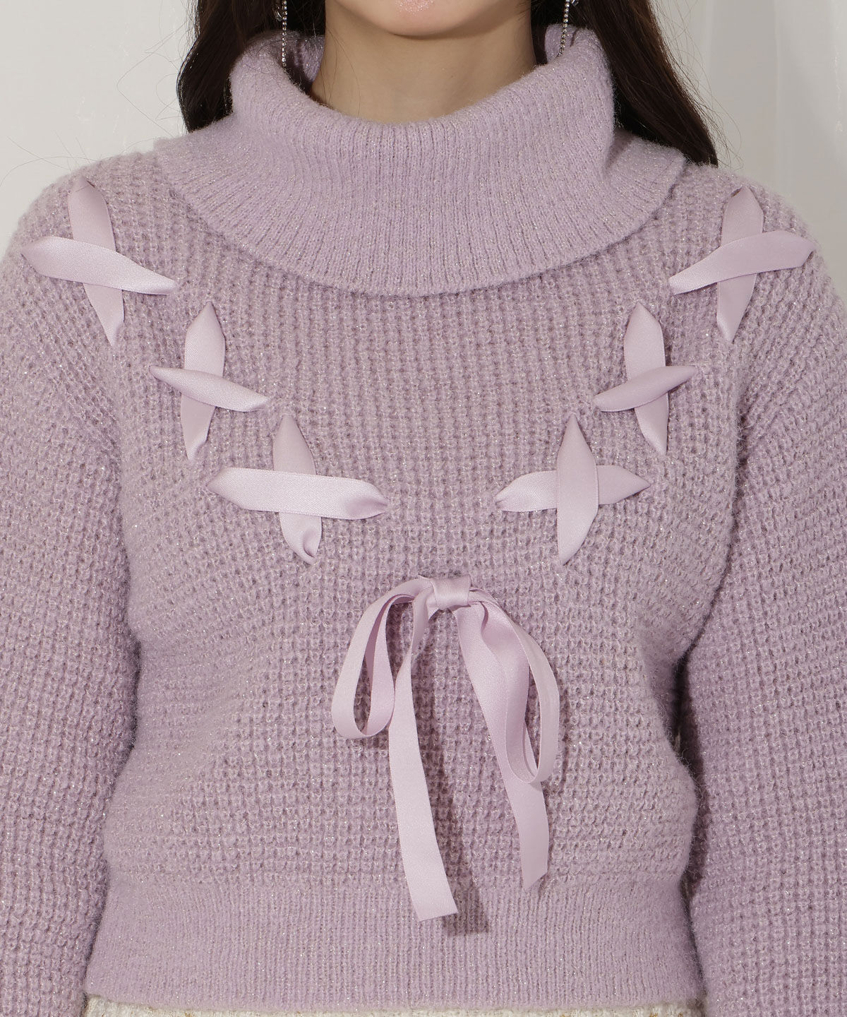 WILLSELECTION「レースアップタートルニット」|ニット・セーター|