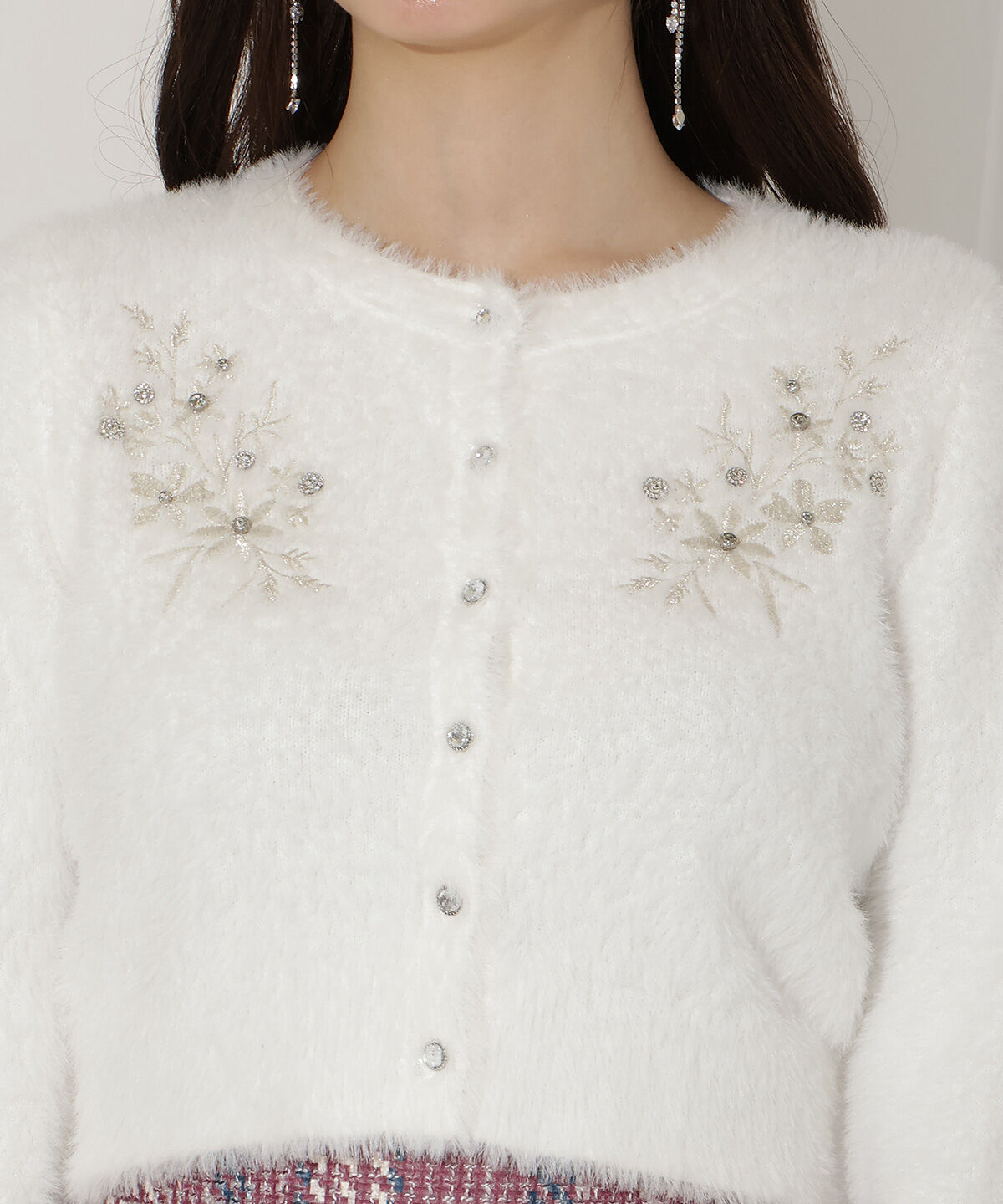 WILLSELECTION「ビジュー付きラメ刺繍カーディガン」|カーディガン|