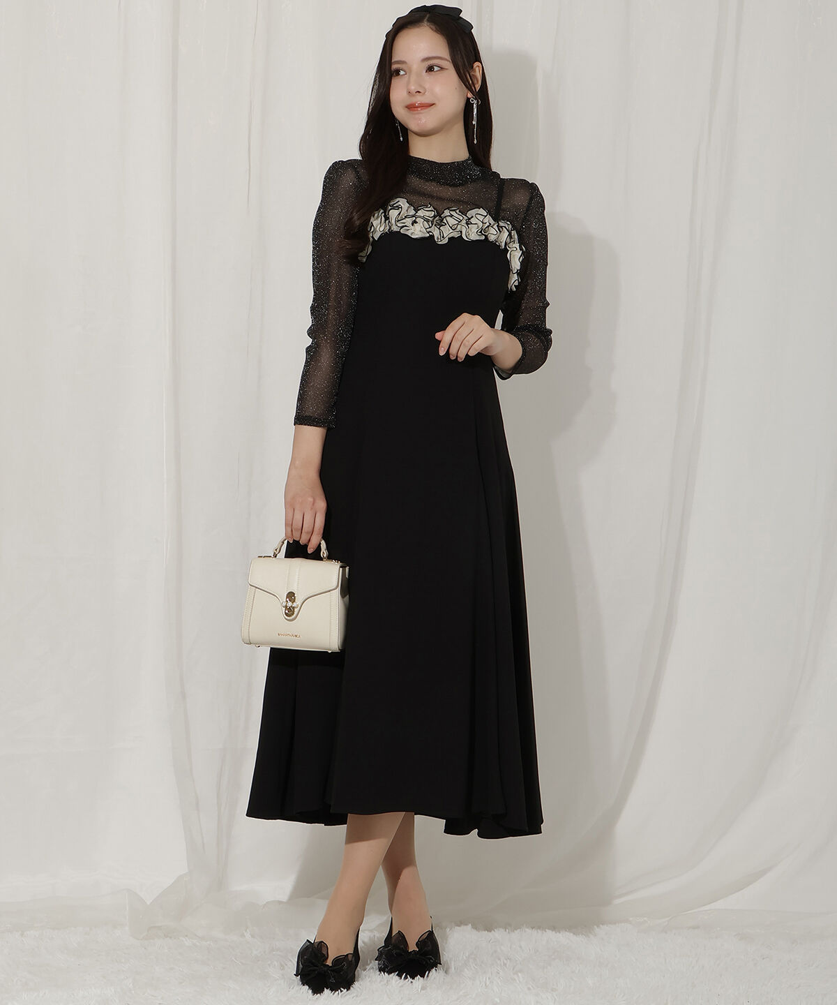 WILLSELECTION「フラワーキャミワンピース&times;シアーラメトップス」|ドレス|