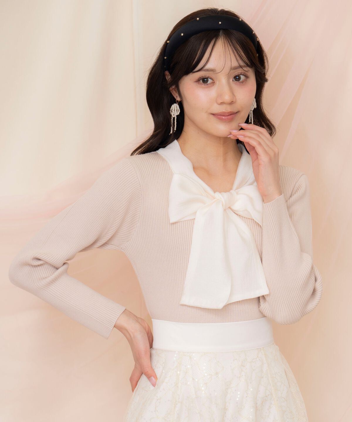 WILLSELECTION「シアーリボンタイプルオーバー」|ニット・セーター|