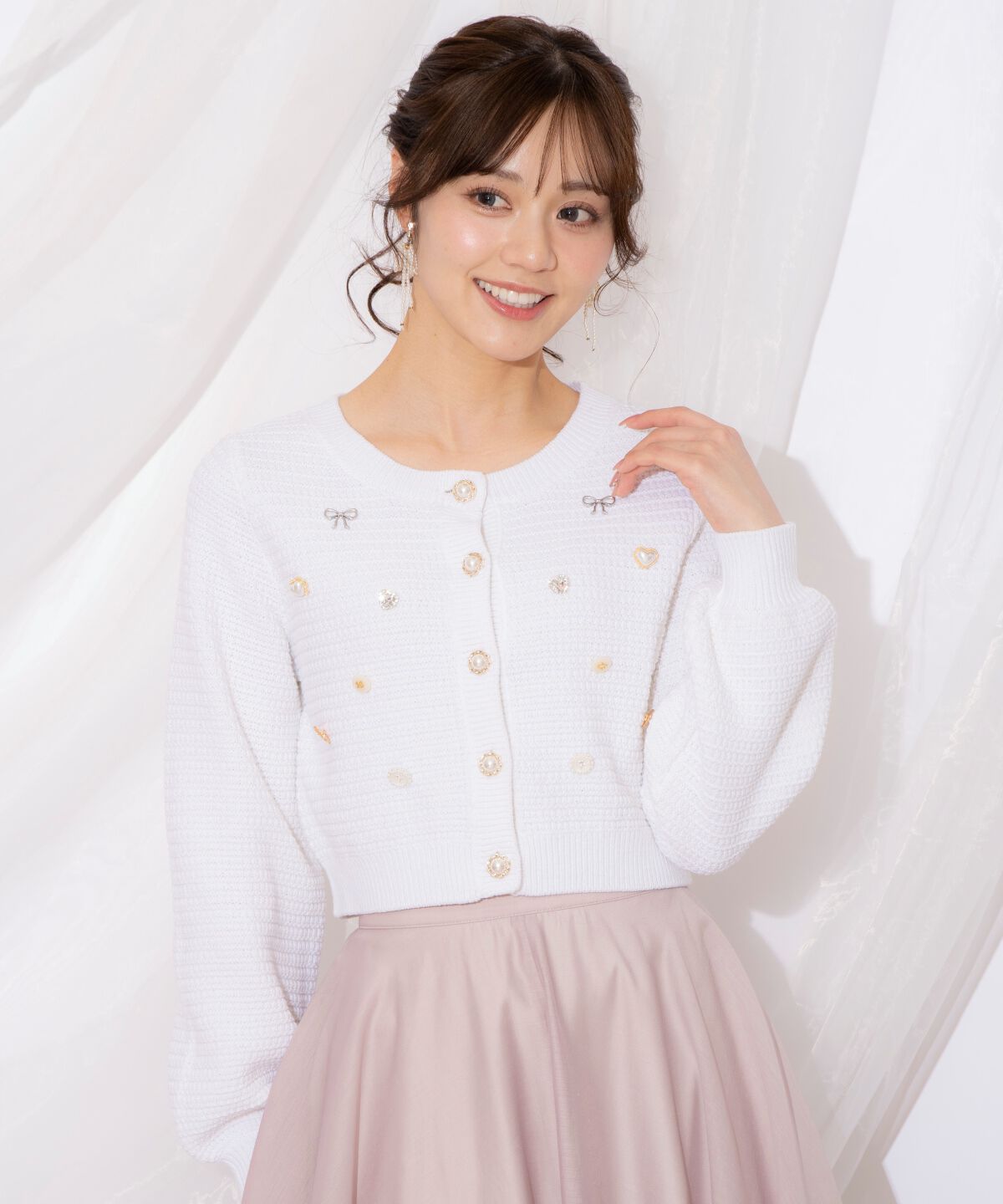 WILLSELECTION「シャイニービジューカーディガン」|カーディガン|