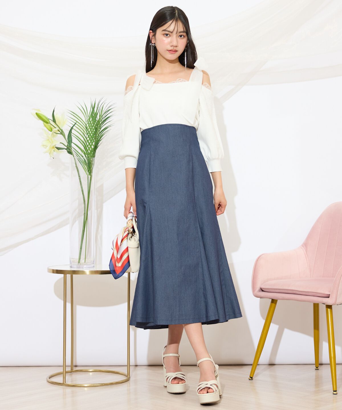 WILLSELECTION「レーストリミング肩リボンニット」|ニット・セーター|