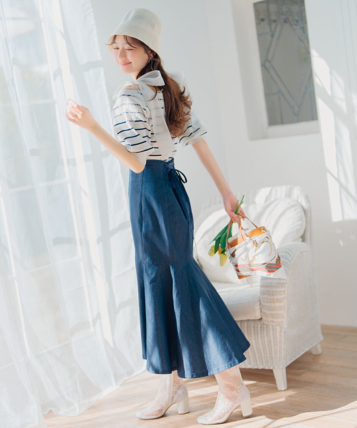 WILLSELECTION「レーストリミング肩リボンニット」|ニット・セーター|