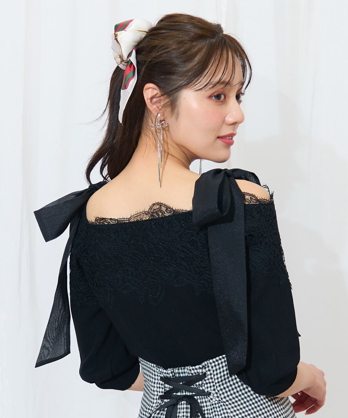 WILLSELECTION「レーストリミング肩リボンニット」|ニット・セーター|