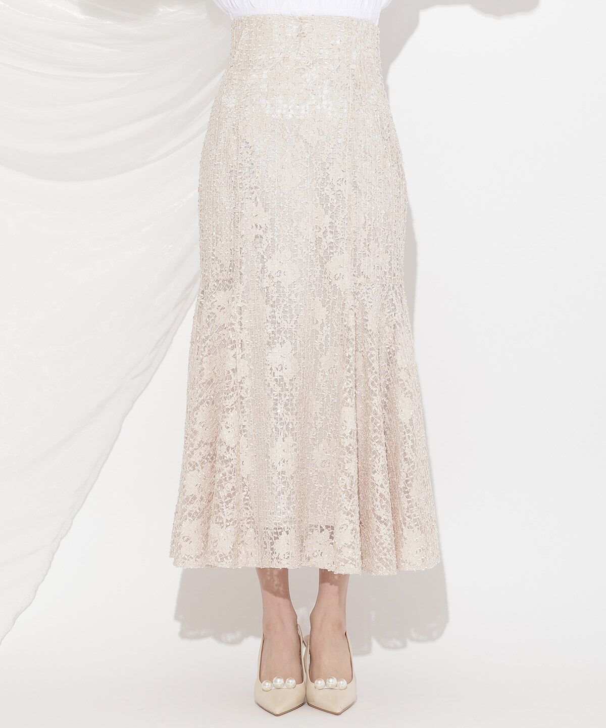 WILLSELECTION「スパンコールレースマーメイドスカート」|フレア|