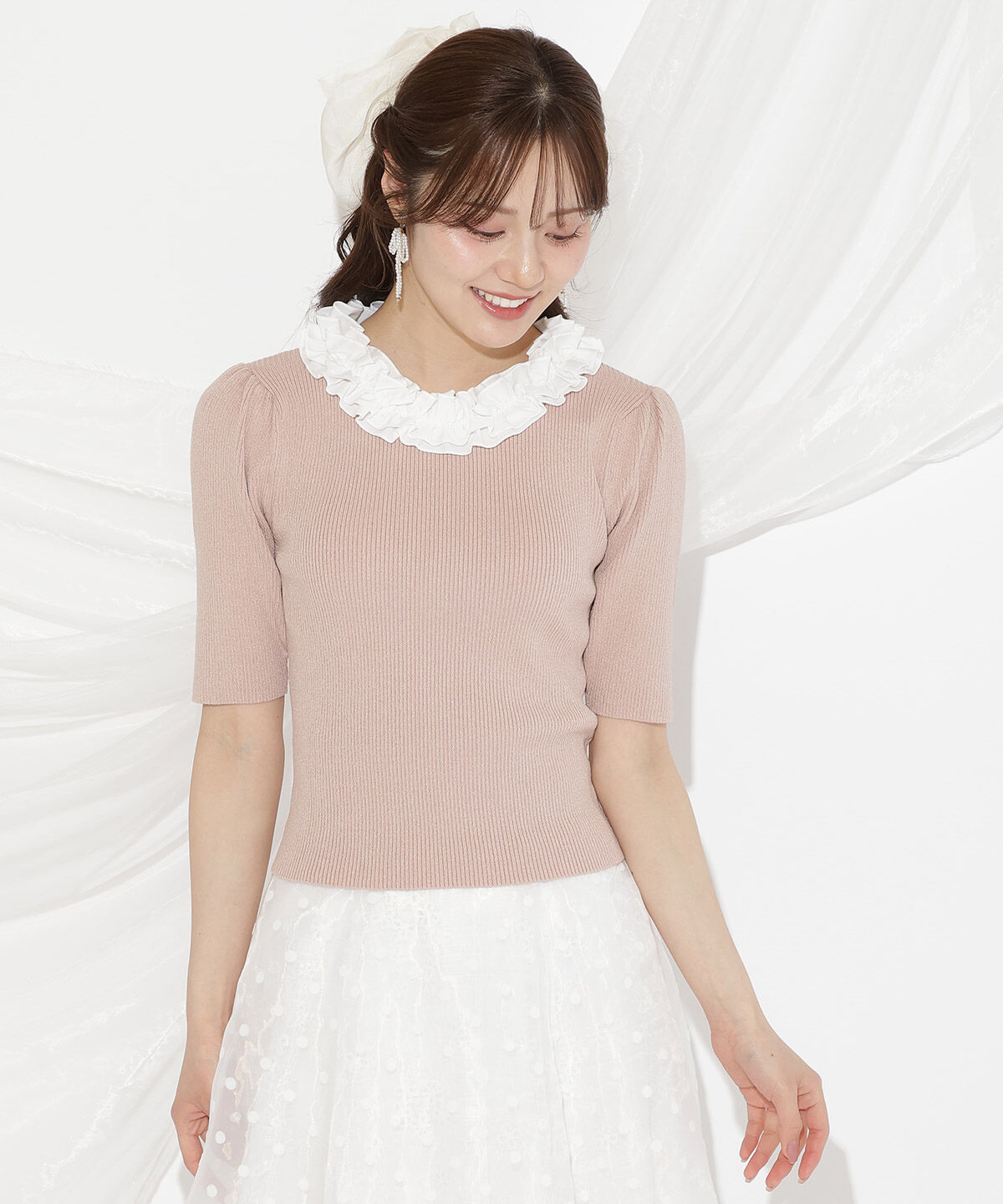 WILLSELECTION「フリル襟リブニット」|ニット・セーター|