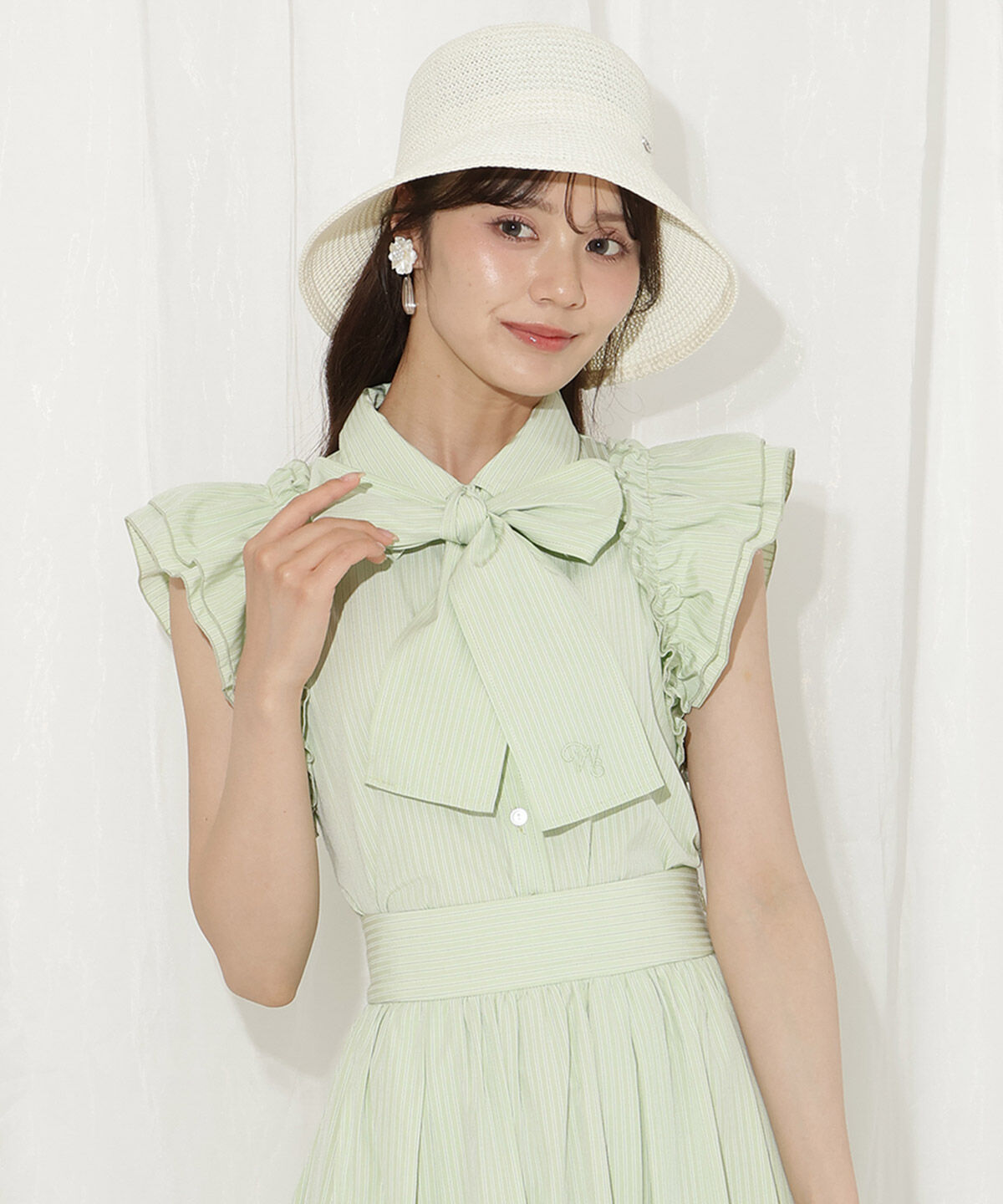 WILLSELECTION「刺繍入りボウタイストライプブラウス」|シャツ・ブラウス|