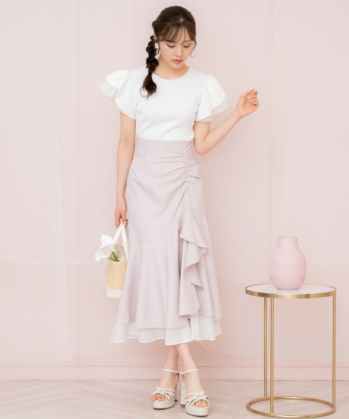 WILLSELECTION「シアーヘムギャザーマーメイドスカート」|フレア|