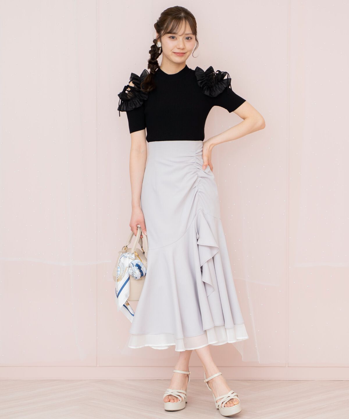 WILLSELECTION「シアーヘムギャザーマーメイドスカート」|フレア|