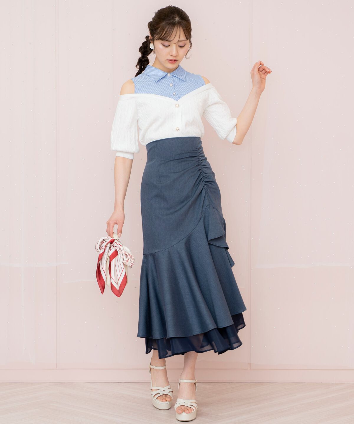 WILLSELECTION「シアーヘムギャザーマーメイドスカート」|フレア|