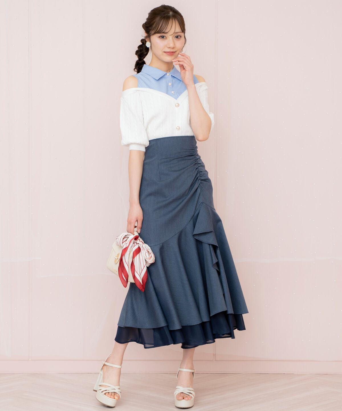 WILLSELECTION「シアーヘムギャザーマーメイドスカート」|フレア|