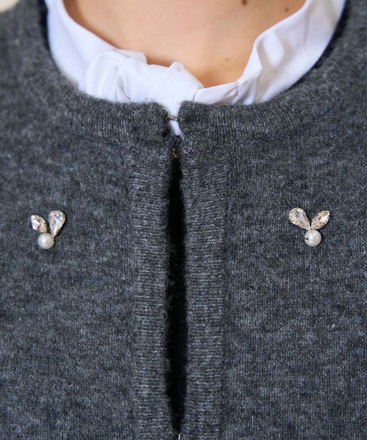 WILLSELECTION「ノーカラービジューニットジャケット」|カーディガン|