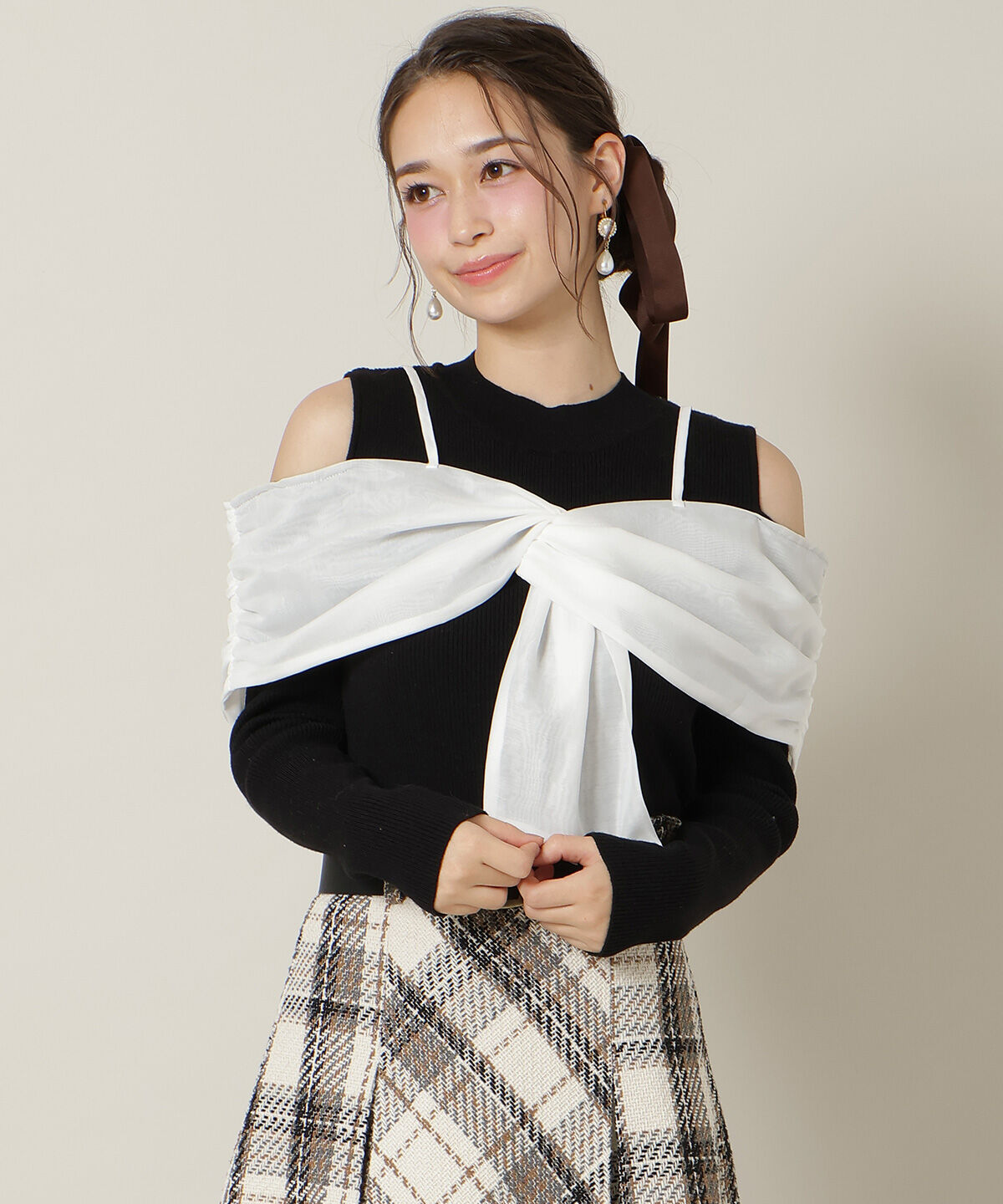 WILLSELECTION「リボンビスチェドッキングリブニット」|ニット・セーター|