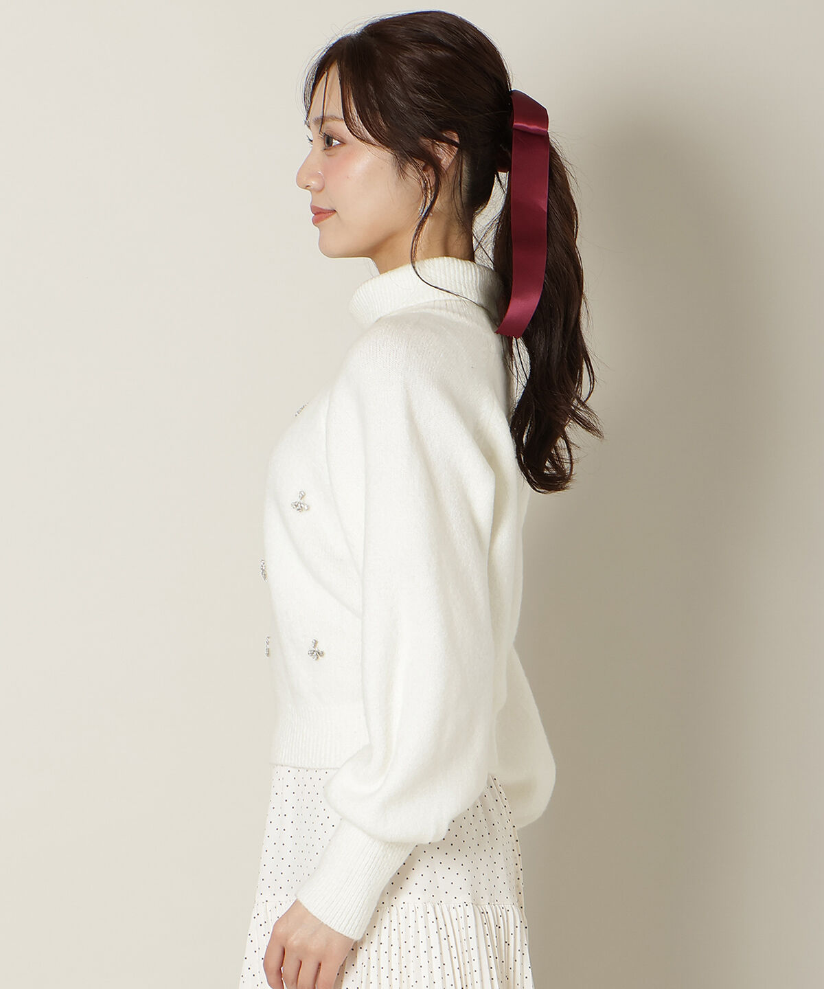 WILLSELECTION「ビジューハイネックニットプルオーバー」|ニット・セーター|