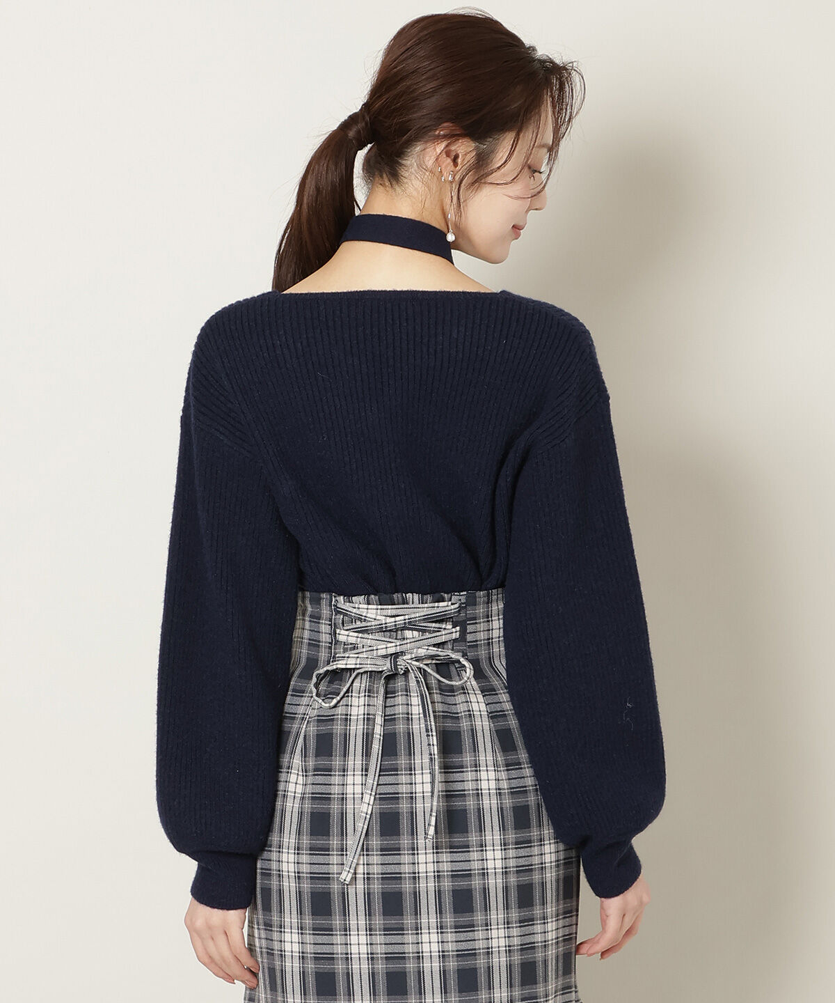 WILLSELECTION「Vネックチョーカーリブニット」|ニット・セーター|