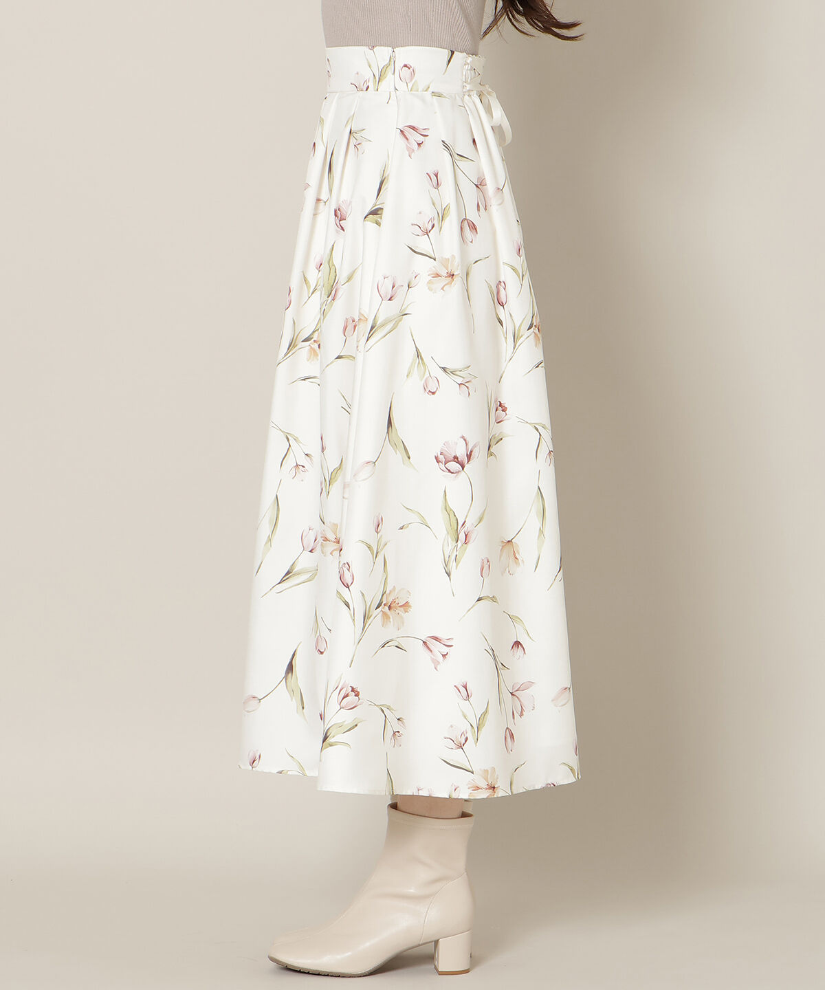 WILLSELECTION「チューリッププリントタックフレアスカート」|フレア|