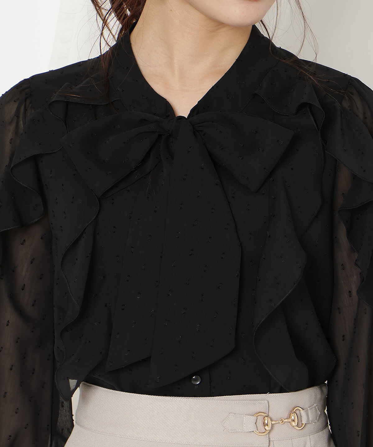 WILLSELECTION「ドビードットフリルブラウス」|シャツ・ブラウス|