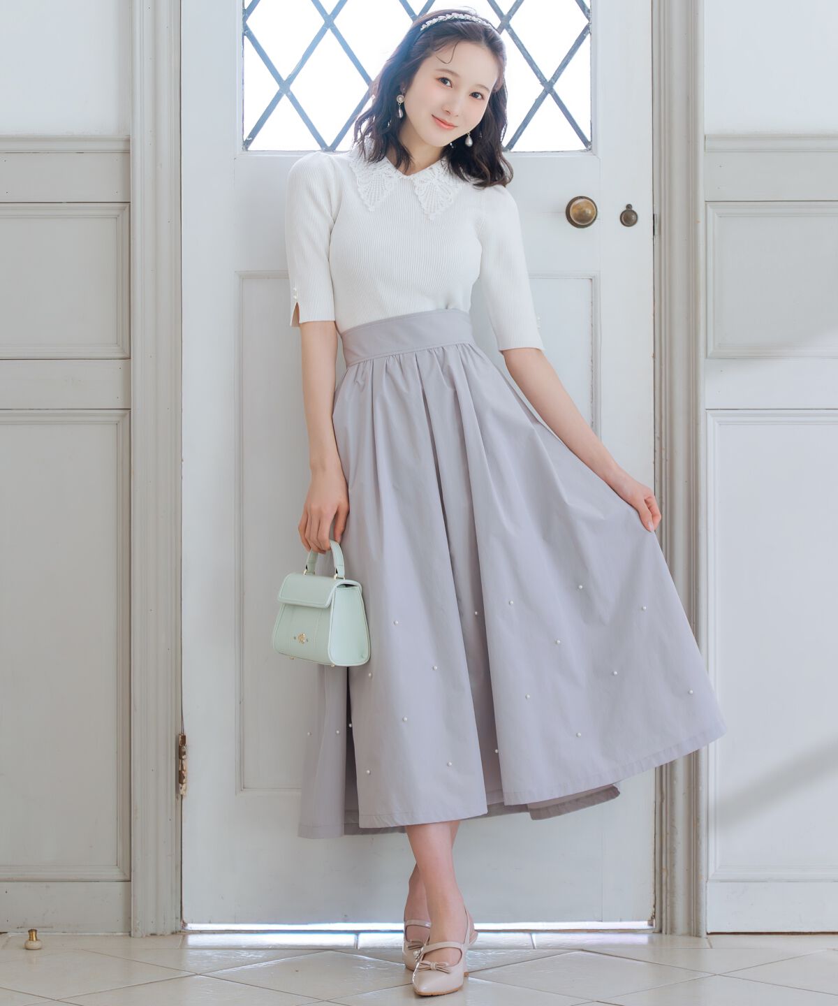 WILLSELECTION「リボンレースカラーリブニット」|ニット・セーター|