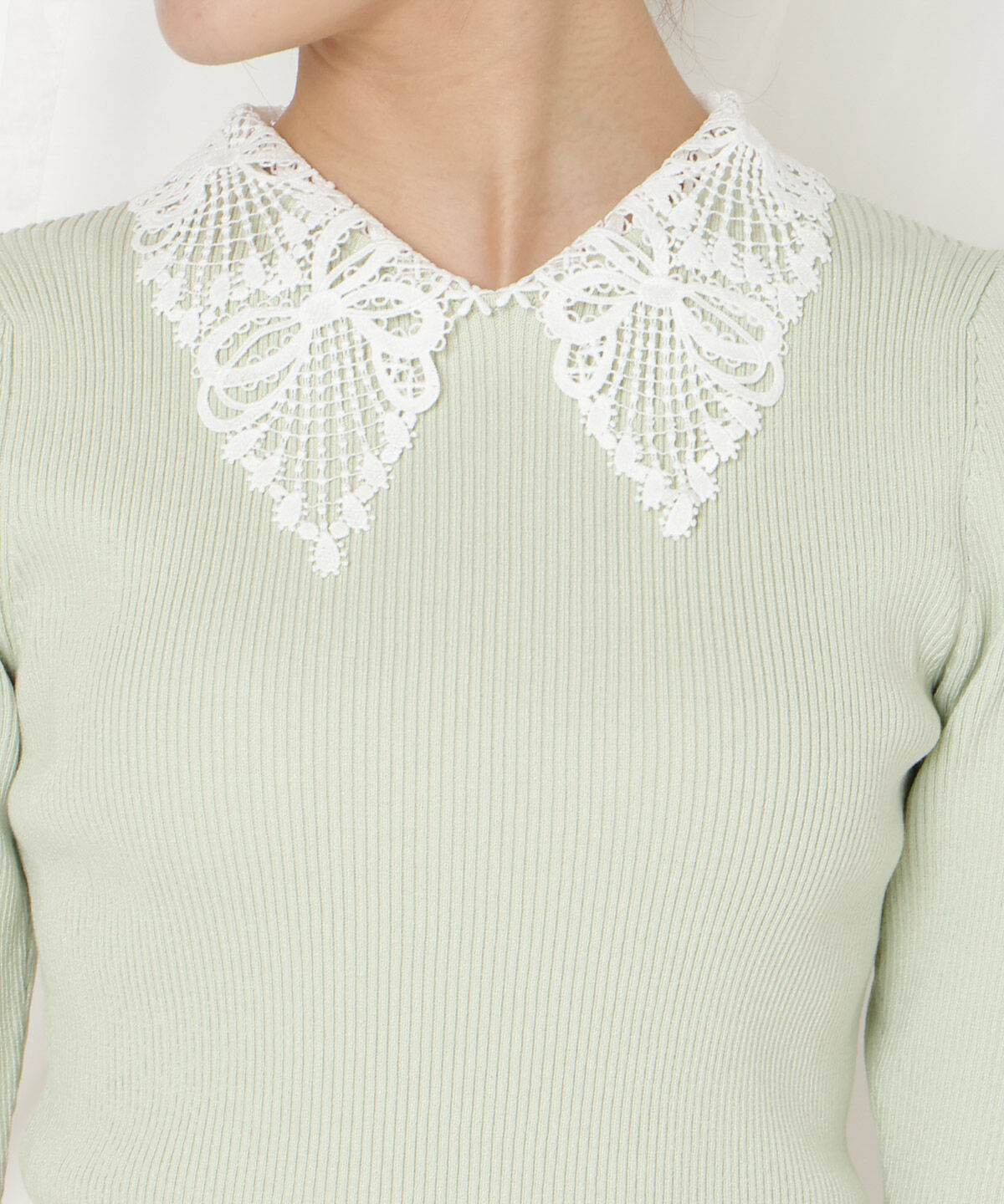 WILLSELECTION「リボンレースカラーリブニット」|ニット・セーター|