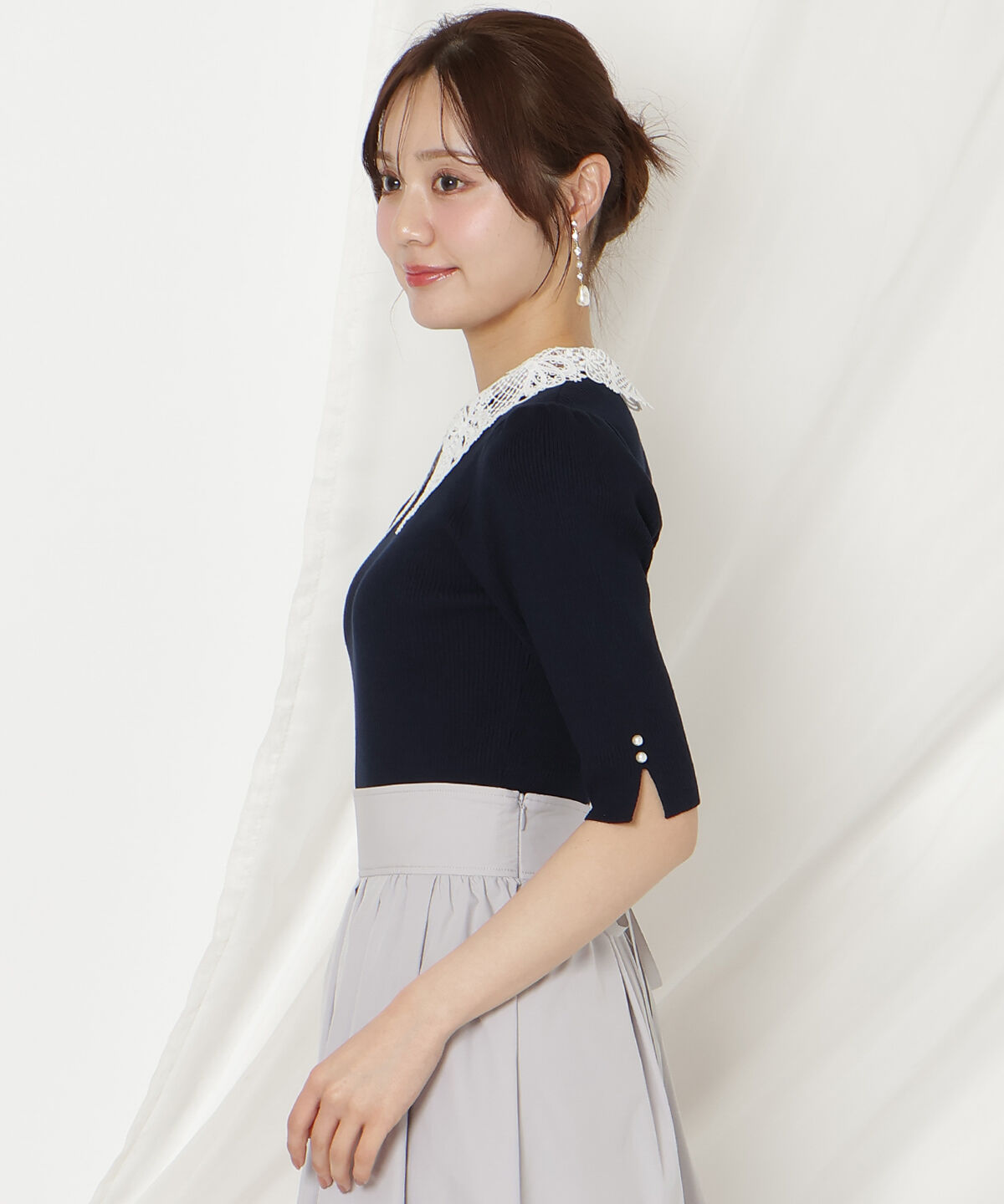 WILLSELECTION「リボンレースカラーリブニット」|ニット・セーター|