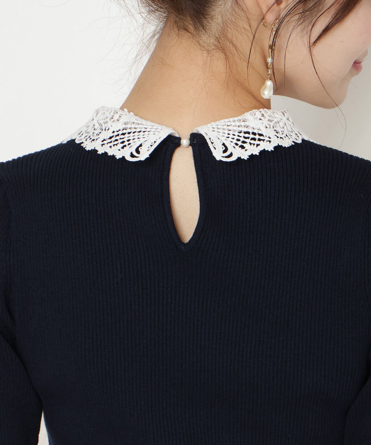 WILLSELECTION「リボンレースカラーリブニット」|ニット・セーター|