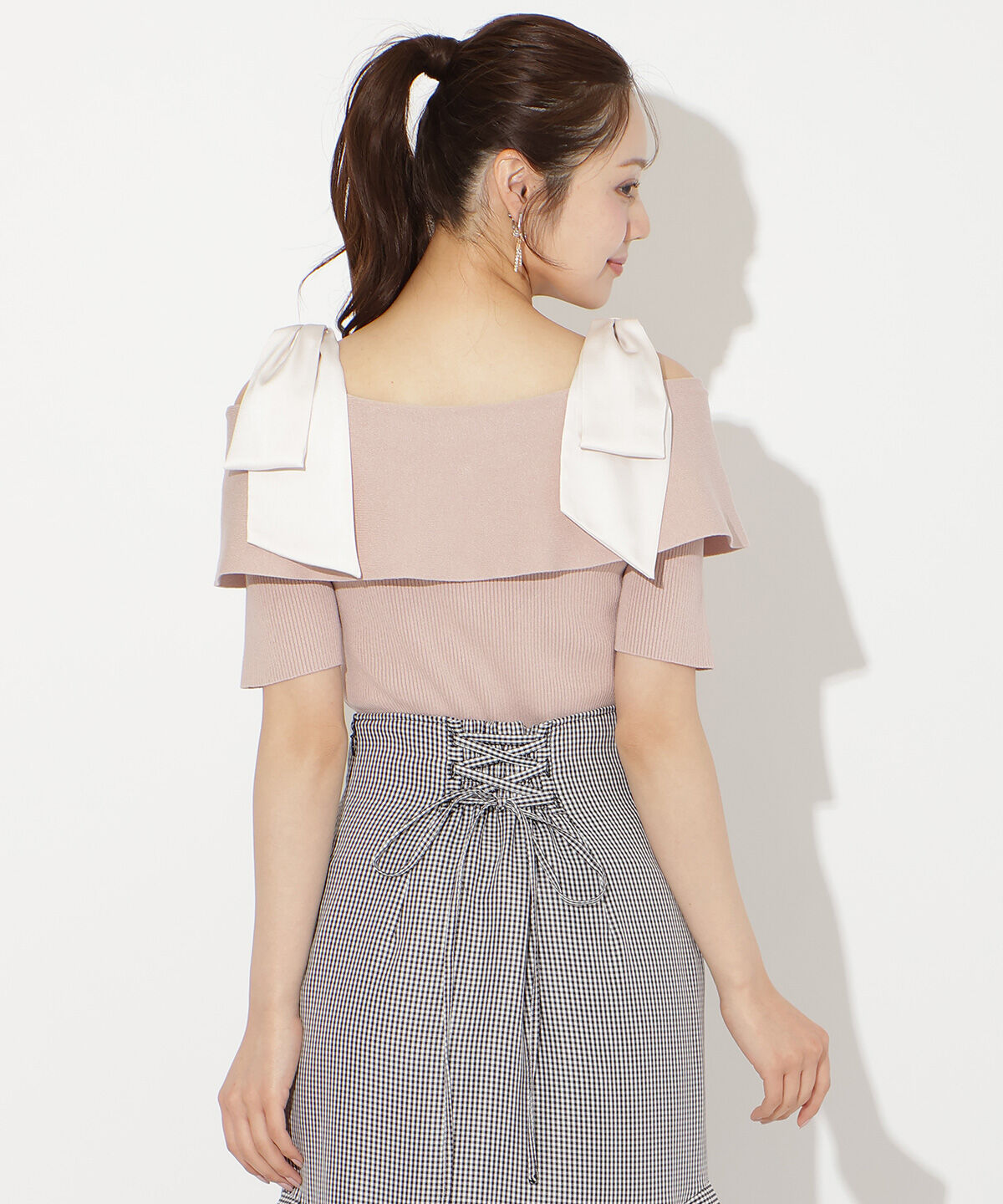 WILLSELECTION「リボンオフショルハーフスリーブニット」|ニット・セーター|